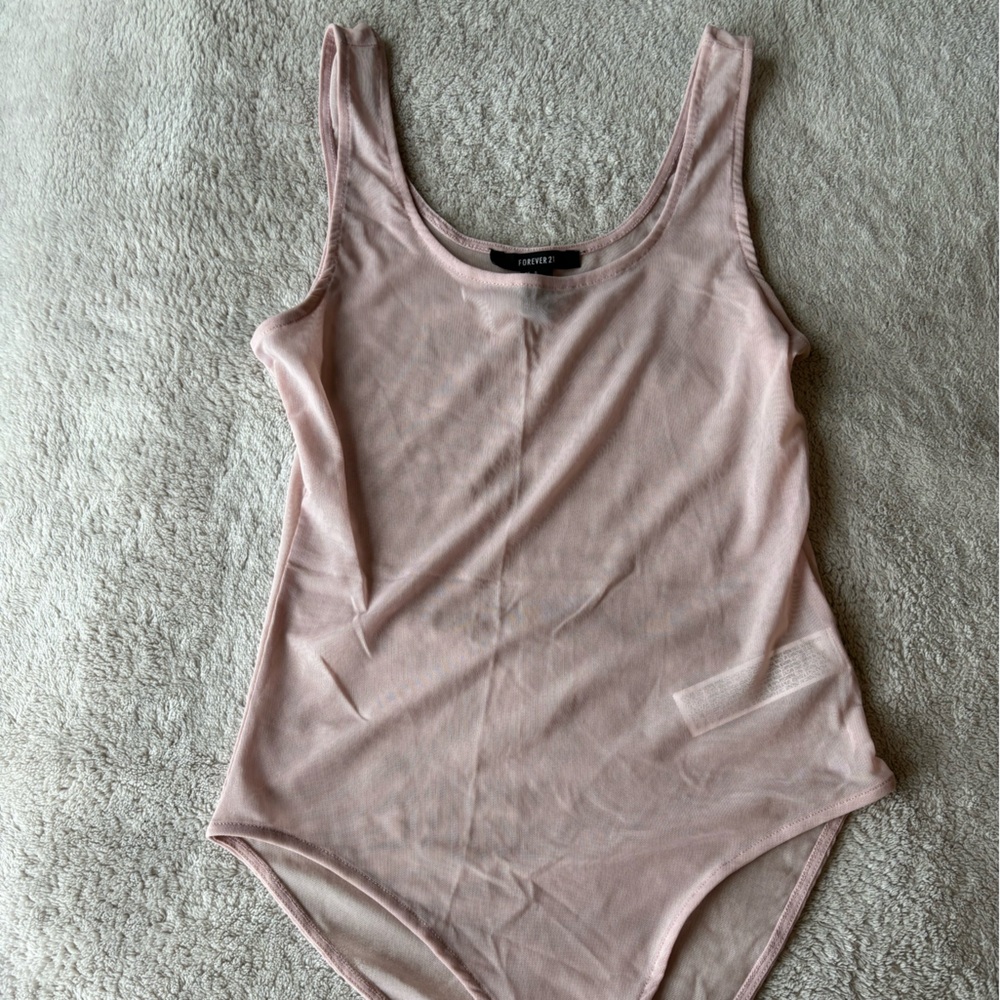 Forever 21 baby pink mesh bodysuit